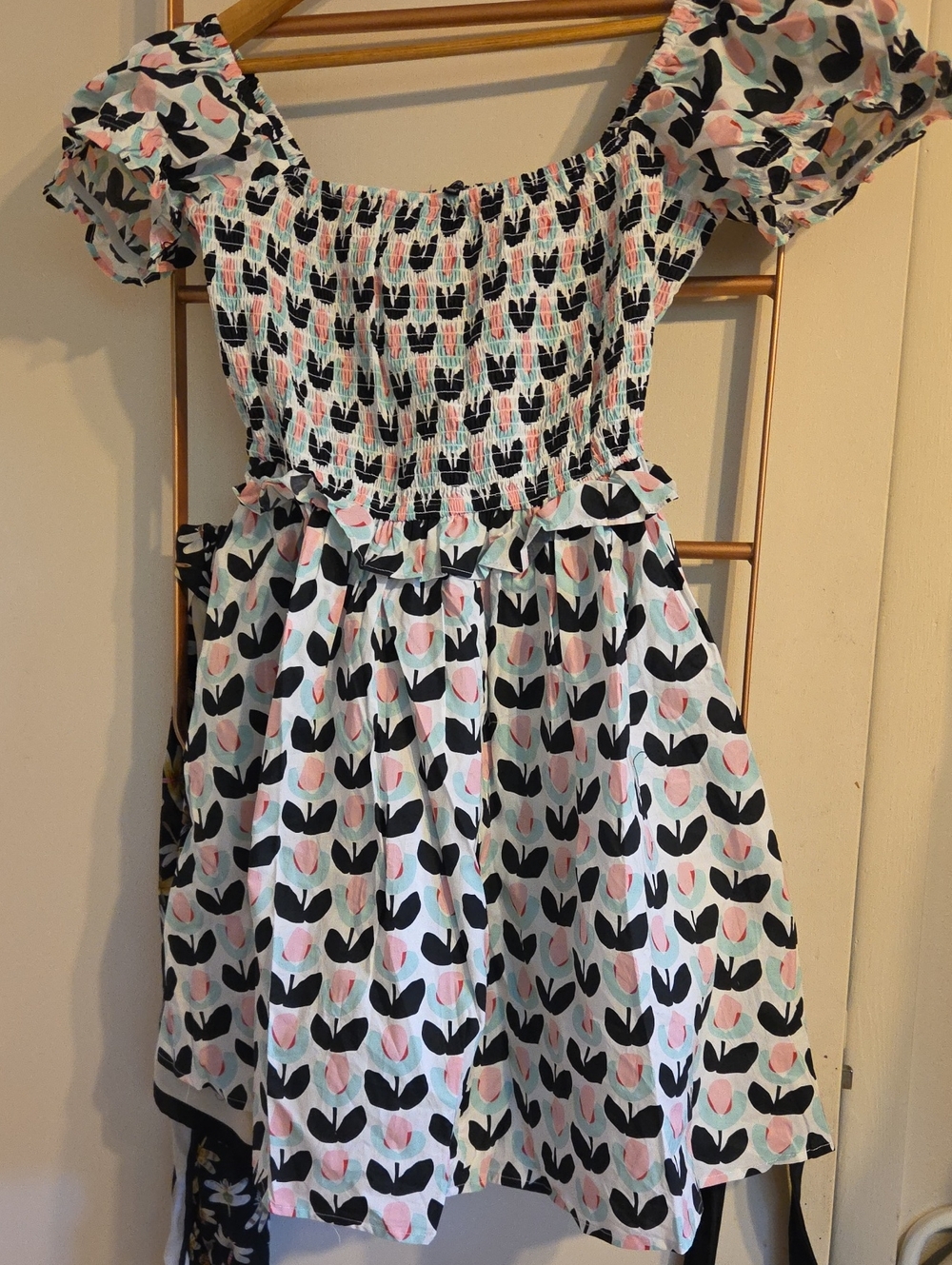 Smak Parlour Unique Vintage Smocked Puff Sleeve Retro Dress
